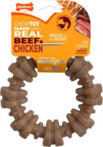 Nylabone Strong Chew Textured Ring Dog Toy Made with Real Beef & Chicken, Durabl... - Image 2
