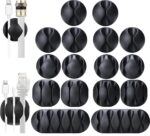OHill 16-Pack Black Cord Organizer - Adhesive Cable Clips Holder for Desk, Wall,... - Image 2
