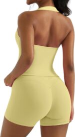 OMKAGI 2 Piece Workout Sets for Women Halter Sports Bra Tank Gym Biker Shorts Ou... - Image 2