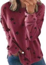 PIFAME Womens Sweatshirt Crew Neck Star Graphic Pullover Tops 2024 Fall Casual L... - Image 2