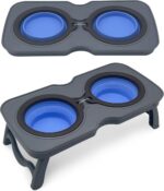 PINVNBY Elevated Portable Dog Bowl, Travel Raised Stand with Collapsible Silicon... - Image 2