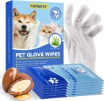 Pet Cleaning Glove Wipes for Dogs & Cats, Hypoallergenic Deodorizing Disposable ... - Image 2