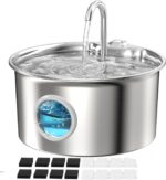 Pet Water Fountain Stainless Steel: Mental Cat Water Fountains with 8 Filters + ... - Image 2