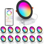 SikSog Black Smart Recessed Lighting 6 Inch RGBCW Color Changing 16W LED Downlig... - Image 2