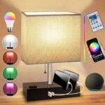 Smart RGB Dimmable Table Lamp Work with Alexa&APP&Remote Control, Bedside Desk L... - Image 2