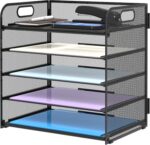 Supeasy 5 Trays Paper Organizer Letter Tray with Handle-Mesh Desk File Holders, ... - Image 2