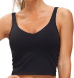 THE GYM PEOPLE Womens' Sports Bra Longline Wirefree Padded with Medium Support - Image 2