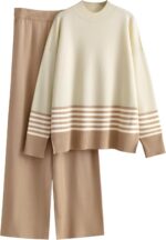 Tanming Women's Lounge Sets 2 Piece Outfits Knitted Pullover Sweater Tops Wide L... - Image 2