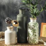 Vintage Vase Set of 3, Ceramic Vintage Flower Vases, Chinoiserie Decorative Home... - Image 2
