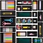 Vtopmart 25 PCS Office Desk Drawer Organizers Set, 4-Size Versatile Plastic Draw... - Image 2