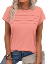 WEESO Womens Summer Tops Trendy 2026 Cap Sleeve T Shirts Crew Neck Pleated Front... - Image 2