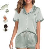 WJing Yi Jia Womens Pajama Sets XS-4XL Silk Satin Pajamas Set Floral 2Pcs Pj Set... - Image 2