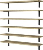 WOPITUES Wood Floating Shelves Set of 6, 24 inch Long Floating Shelves for Wall ... - Image 2