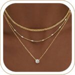 WomenGifts Layered Gold Necklaces for Women, 14K Gold Sterling Silver Plated Dai... - Image 2