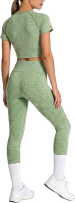 Workout Sets for Women Two Piece Outfits Seamless High Waist Leggings Yoga Crop ... - Image 2