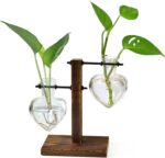 XXXFLOWER Plant Terrarium Wooden Stand, Hydroponic Planter Bulb Glass Metal Swiv... - Image 2