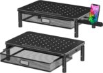 Zimilar 2 Pack Monitor Stand Riser with Metal Drawer, 3 Height Adjustable Monito... - Image 2