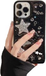 for iPhone 13 Case Bling Stars 3D Hearts Diamond Twinkle Star Glitter Y2K Spark ... - Image 2