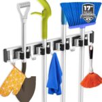 reliahom Broom Holder Wall Mount, 4 Racks with 5 Hooks Black - Mop Storage Tool ... - Image 2
