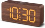 uscce Wooden Digital Alarm Clocks for Bedrooms: Dimmable Dual Alarm Clock with L... - Image 2