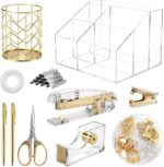11 Pcs Acrylic Office Supplies Set Clear Desk Oganizer Accessories Kit include 2... - Image 2