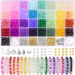 1368pcs 6mm Glass Beads for Bracelets, 34 Colors Crystal Beads for Jewelry Makin... - Image 2