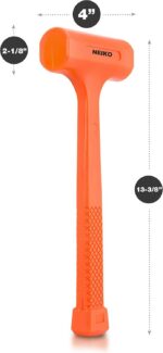 NEIKO 02847A 2 LB Dead Blow Hammer, Neon Orange | Unibody Molded | Checkered Gri... - Image 4