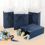 KomoLeay 4 Pack 9" Medium Size Gift Bags Assorted Premium Blue Gift Bags with Ti... - Image 3