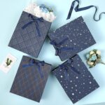KomoLeay 4 Pack 9" Medium Size Gift Bags Assorted Premium Blue Gift Bags with Ti... - Image 4