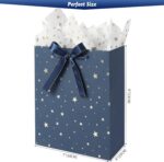 KomoLeay 4 Pack 9" Medium Size Gift Bags Assorted Premium Blue Gift Bags with Ti... - Image 6
