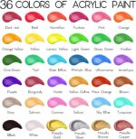 55PCS Acrylic Paint Set of 36 Colors 2fl oz 60ml Bottles 12 Brushes,Non Toxic 36... - Image 3