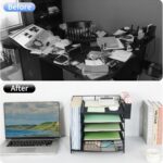 Desk Organizer with Drawer and Pen Holder, 5-Tier Paper Letter Tray Organizer wi... - Image 3
