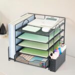 Desk Organizer with Drawer and Pen Holder, 5-Tier Paper Letter Tray Organizer wi... - Image 5