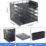 Desk Organizer with Drawer and Pen Holder, 5-Tier Paper Letter Tray Organizer wi... - Image 6