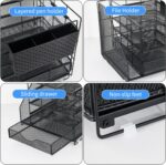 Desk Organizer with Drawer and Pen Holder, 5-Tier Paper Letter Tray Organizer wi... - Image 7