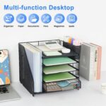 Desk Organizer with Drawer and Pen Holder, 5-Tier Paper Letter Tray Organizer wi... - Image 8