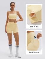 SUUKSESS Women 2 Piece Workout Sets Padded Halter Sports Bras High Waisted Biker... - Image 4