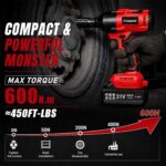 AOBEN Cordless Impact Wrench 1/2 Inch, Power Impact Gun Kit, Max 600N. M/450Ft-l... - Image 3