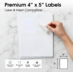 4" X 5" Matte White Printable Shipping Labels (250 Sheets, 1000 Stickers) Addres... - Image 3