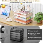 YKLSLH 4 Trays Paper Organizer Letter Tray - Acrylic Desk File Organizer, Stacka... - Image 4