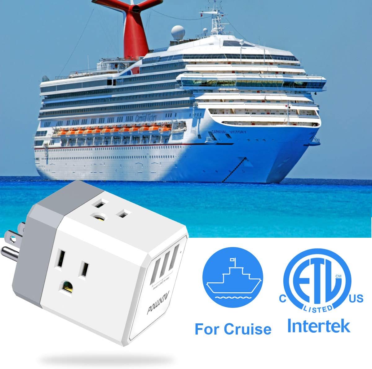 3-Outlet USB Wall Charger and Extender with 3-Way Splitter, ETL Listed - for Hom... - Image 7