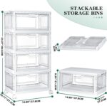 Kmiectse Clear Storage Bins with Lids - 4 Tier Plastic Bins with Wheels, Stackab... - Image 3