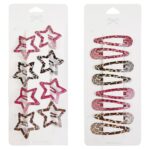 Metal Snap Hair Clips,8 Pairs Hair Barrettes for Women - Star & Water Drop Hair ... - Image 3
