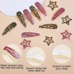 Metal Snap Hair Clips,8 Pairs Hair Barrettes for Women - Star & Water Drop Hair ... - Image 4