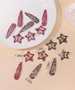 Metal Snap Hair Clips,8 Pairs Hair Barrettes for Women - Star & Water Drop Hair ... - Image 5
