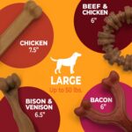 Nylabone Strong Chew Dog Toy 4-Pack Made with Real Bacon, Bison, Venison, Beef, ... - Image 7