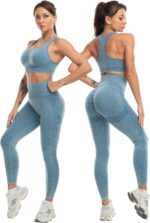 3 Piece Workout Sets for Women Butt Lifting Leggings with High Impact Sports Bra... - Image 4