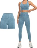 3 Piece Workout Sets for Women Butt Lifting Leggings with High Impact Sports Bra... - Image 6