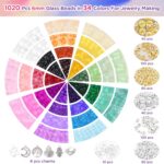 1368pcs 6mm Glass Beads for Bracelets, 34 Colors Crystal Beads for Jewelry Makin... - Image 4