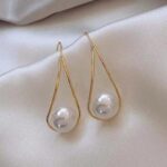 1Pair Twisted Pearl Earrings, Gold Tone, Fashion Jewelry for Women, Elegant Drop... - Image 5